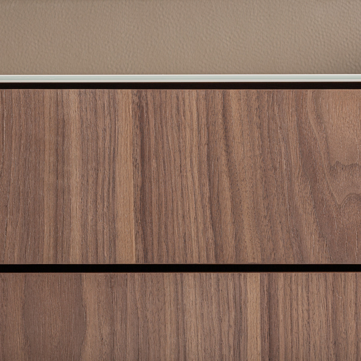 Vizille Bedside Table – Walnut Plywood & White Glass