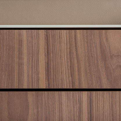 Vizille Bedside Table – Walnut Plywood & White Glass